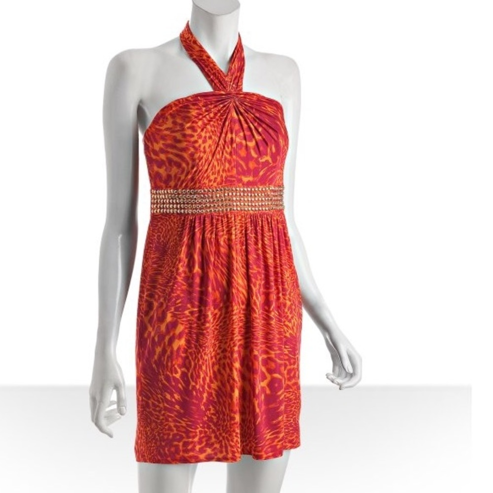 Laundry by Shelli Segal orange print halter dress